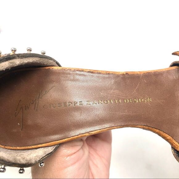 * Giuseppe Zanotti Y2K Studded Brown Leather Caged  Heeled Sandals 35.5 - Picture 6 of 12